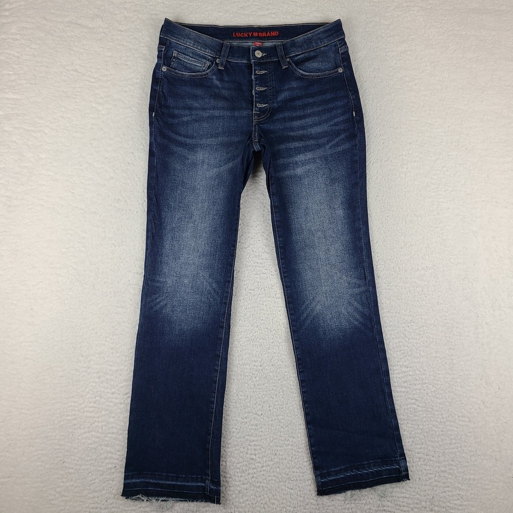 Lucky Brand Jeans Womens 10/30 A Blue Sweet Mid Rise Straight Button Fly Fray